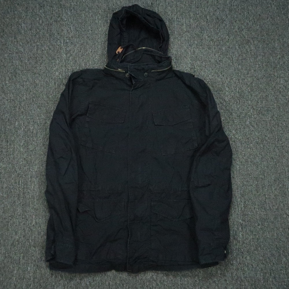 Gap Jacket Mens Large Dark Blue Ripstop Fatigue Military Full Zip Hooded